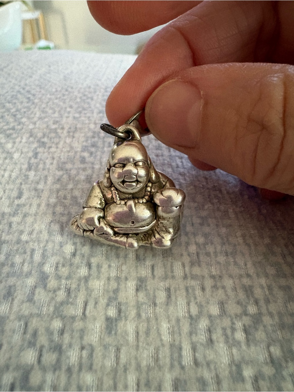 Sterling Silver Laughing Buddha Pendant - Silver 925